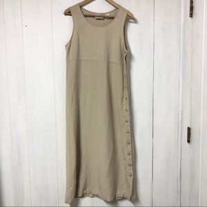 Vintage Liz Claiborne Linen Blend Tan Maxi Dress
